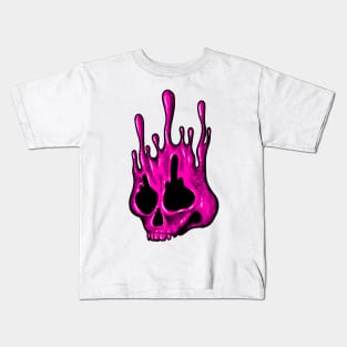 Pink Melting Skull Kids T-Shirt